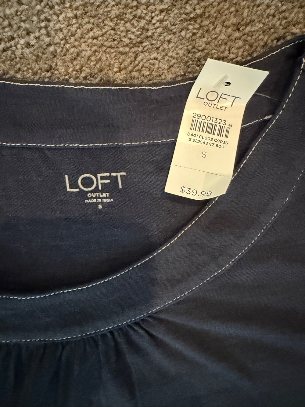 Loft Factory NWT Navy Loft Short Sleeve Scoop Neck Top - Picture 7 of 9